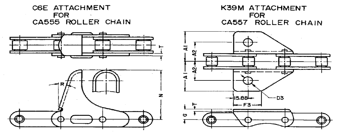 ATTACHMENTS FOR C-2060H ROLLER CHAIN